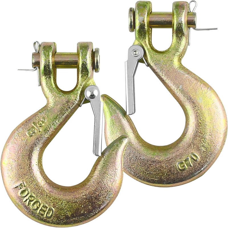 Robbor Safety Latch Hook 3/8 inch Clevis Slip Hook with Latch Grade 70 Forged Steel 18,000 Lbs Capacity Heavy Duty Chain Hook Working with Towing and Chain - Image 2